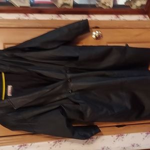 Diana Marco long black leather coat, size XXL